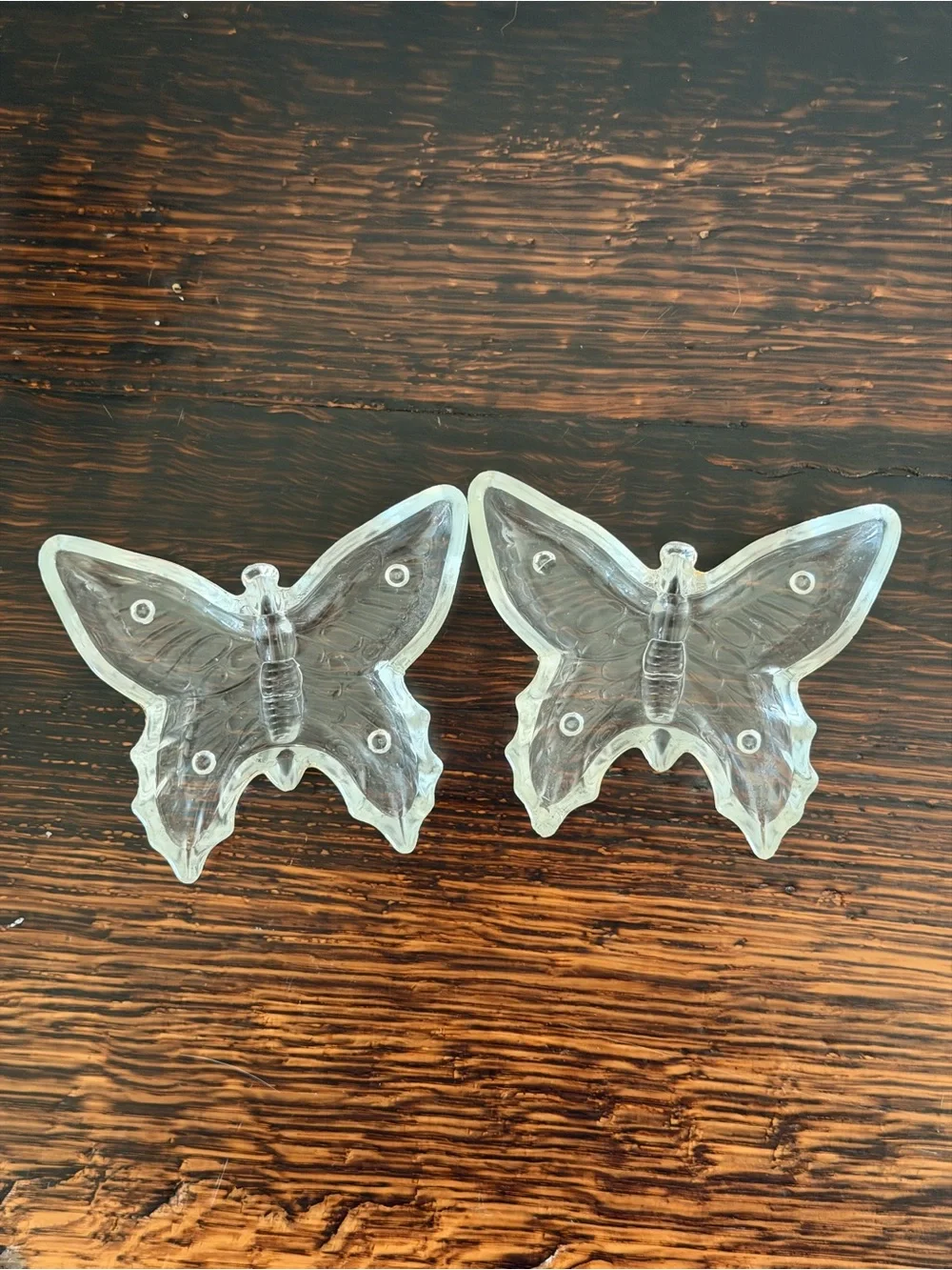 Clear Glass Butterfly Dishes - Set of 2